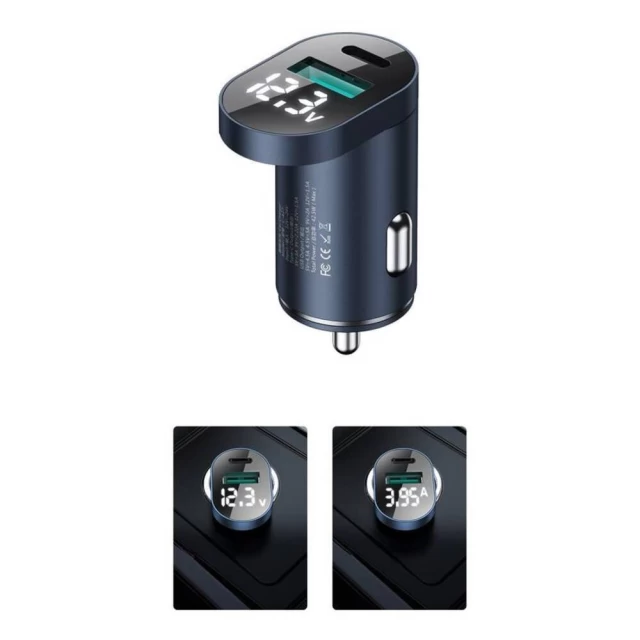 Автомобільний зарядний пристрій Joyroom Quick Charge USB-A/USB-C 42.5W Blue (6941237133847)