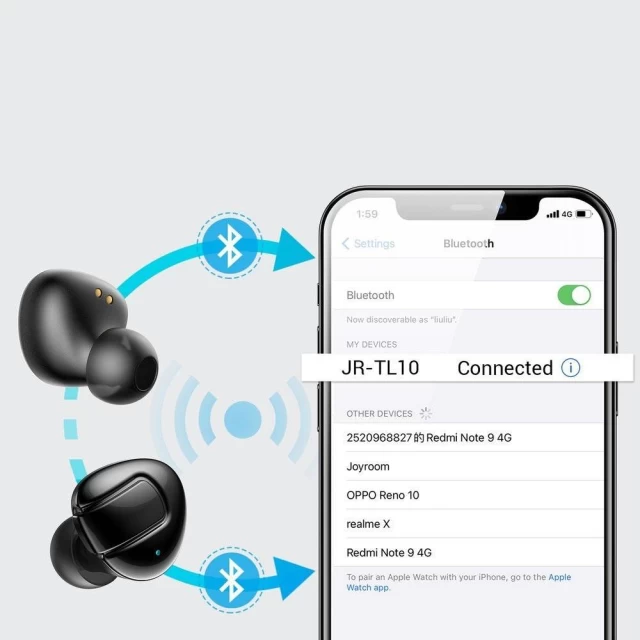 Бездротові навушники Joyroom Bluetooth 5.1 TWS Black (JR-TL10-TWS-BK)