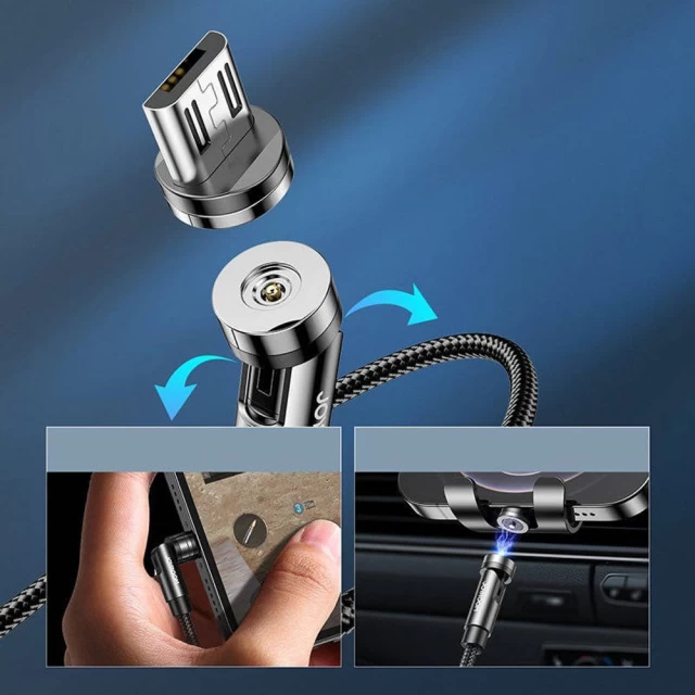 Магнітний кабель Joyroom USB-A to micro USB 2.4A 1.2m Black (S-1224X2-M-BLACK)