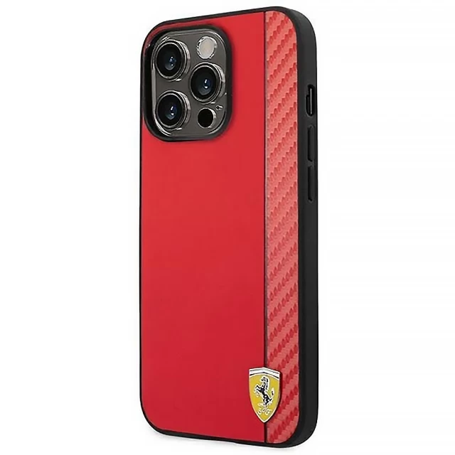 Чохол Ferrari Carbon для iPhone 14 Pro Red (FEHCP14LAXRE)