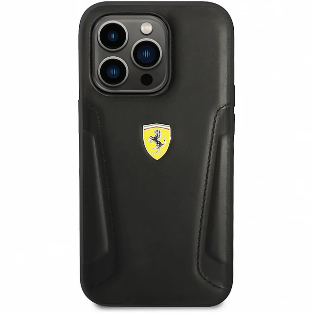 Чохол Ferrari Leather Stamp Sides для iPhone 14 Pro Black (FEHCP14LRBUK)