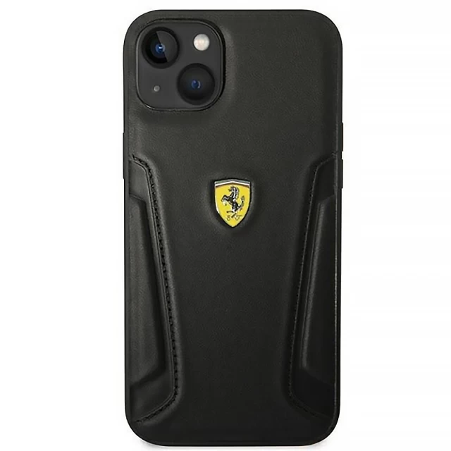 Чехол Ferrari Leather Stamp Sides для iPhone 14 Black (FEHCP14SRBUK)