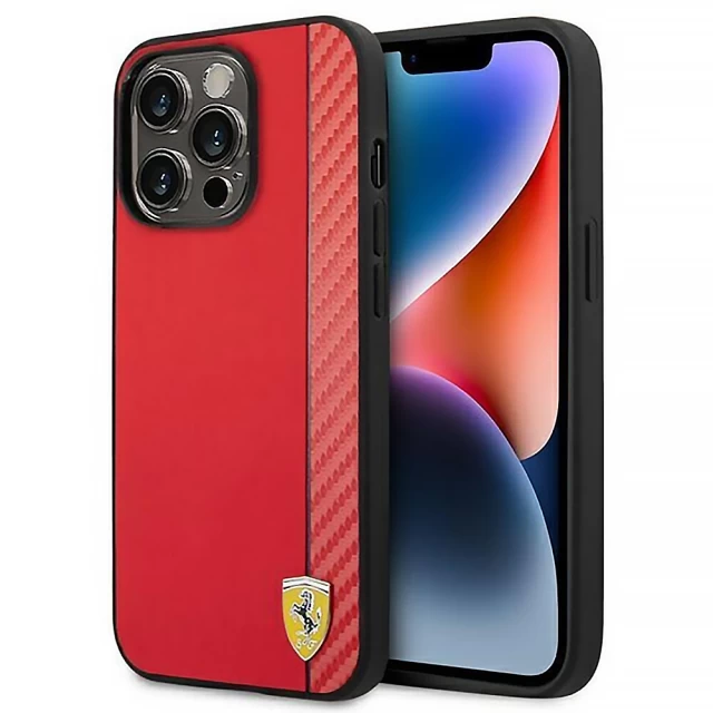 Чехол Ferrari Carbon для iPhone 14 Pro Max Red (FEHCP14XAXRE)