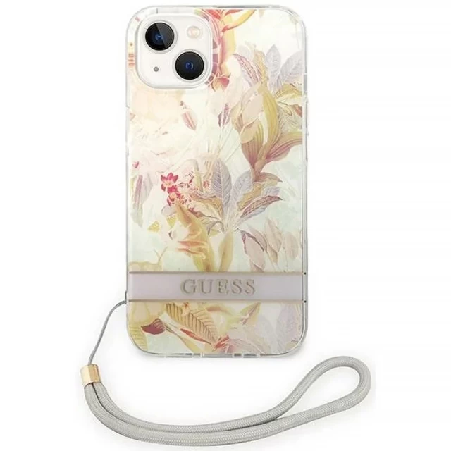 Чехол Guess Flower Strap для iPhone 14 Purple (GUOHCP14SHFLSU)