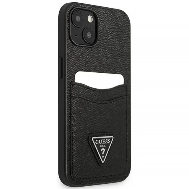 Чехол Guess Saffiano Triangle Logo Cardslot для iPhone 13 mini Black (GUHCP13SPSATPK)