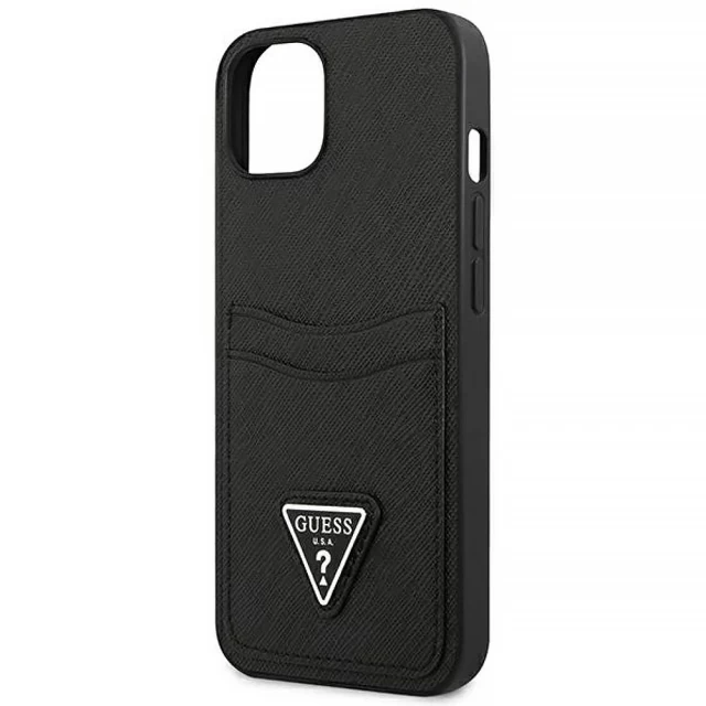 Чехол Guess Saffiano Triangle Logo Cardslot для iPhone 13 mini Black (GUHCP13SPSATPK)
