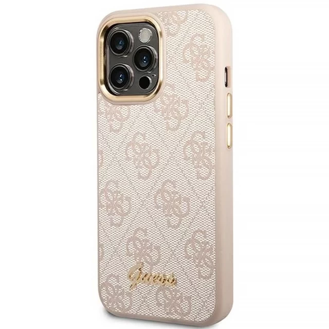 Чехол Guess 4G Vintage Gold Logo для iPhone 14 Pro Max Pink (GUHCP14XHG4SHP)