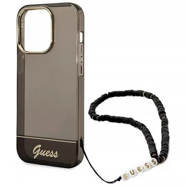 Чехол Guess Translucent Pearl Strap для iPhone 14 Pro Max Black (GUHCP14XHGCOHK)