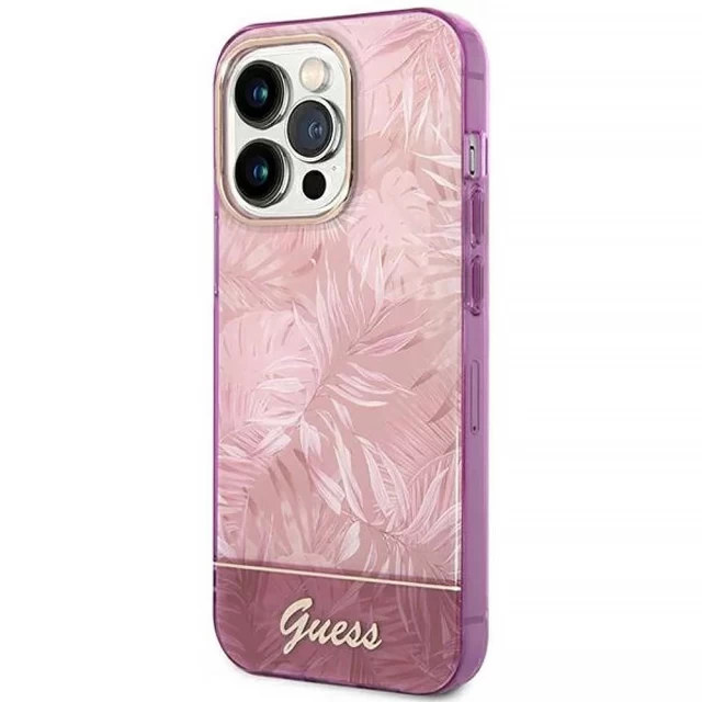 Чехол Guess Jungle Collection для iPhone 14 Pro Max Pink (GUHCP14XHGJGHP)