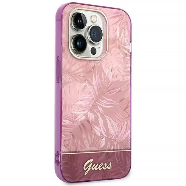 Чехол Guess Jungle Collection для iPhone 14 Pro Max Pink (GUHCP14XHGJGHP)