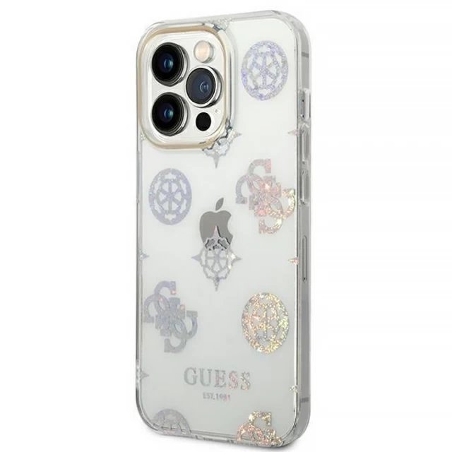 Чехол Guess Peony Glitter для iPhone 14 Pro Max Transparent (GUHCP14XHTPPTH)