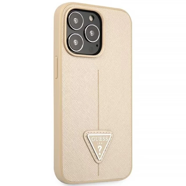 Чехол Guess Saffiano Triangle Logo для iPhone 14 Pro Max Beige (GUHCP14XPSATLE)