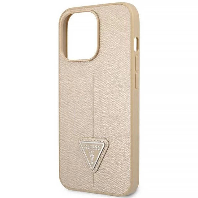 Чехол Guess Saffiano Triangle Logo для iPhone 14 Pro Max Beige (GUHCP14XPSATLE)