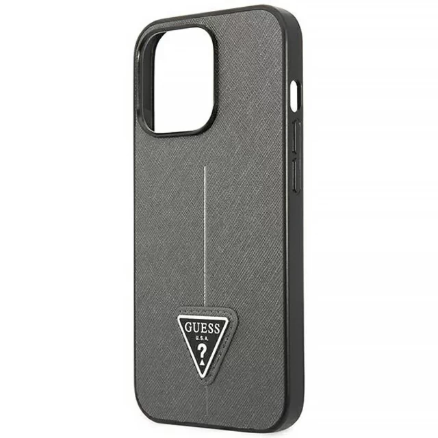 Чохол Guess Saffiano Triangle Logo для iPhone 14 Pro Max Silver (GUHCP14XPSATLG)