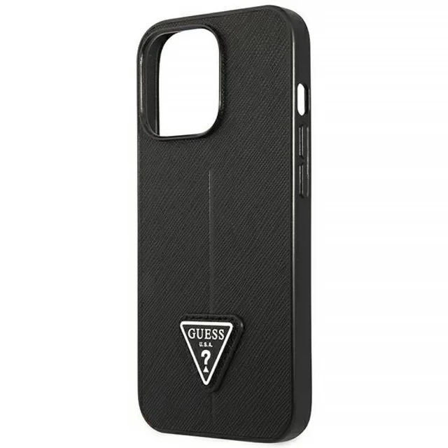 Чехол Guess Saffiano Triangle Logo для iPhone 14 Pro Max Black (GUHCP14XPSATLK)