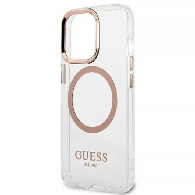 Чохол Guess Metal Outline для iPhone 13 Pro Max Gold with MagSafe (GUHMP13XHTRMD)