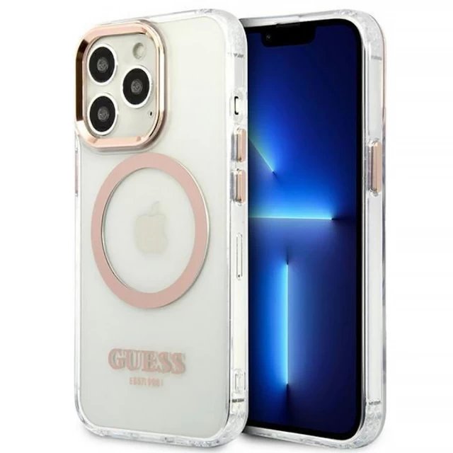 Чехол Guess Metal Outline для iPhone 13 Pro Max Gold with MagSafe (GUHMP13XHTRMD)