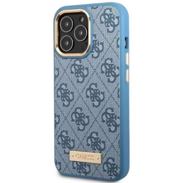 Чехол Guess 4G Logo Plate для iPhone 13 Pro Max Blue with MagSafe (GUHMP13XU4GPRB)