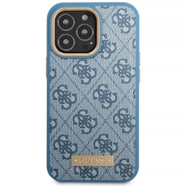 Чехол Guess 4G Logo Plate для iPhone 13 Pro Max Blue with MagSafe (GUHMP13XU4GPRB)