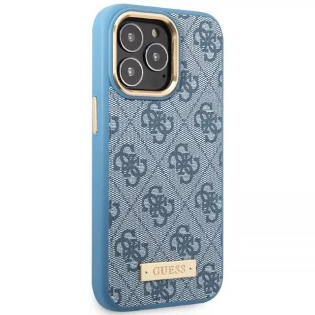 Чехол Guess 4G Logo Plate для iPhone 13 Pro Max Blue with MagSafe (GUHMP13XU4GPRB)