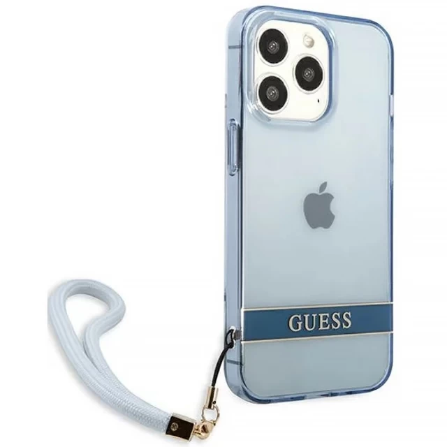 Чехол Guess Translucent Strap для iPhone 13 Pro Max Blue (GUHCP13XHTSGSB)