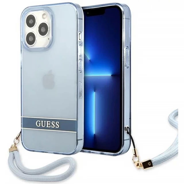 Чехол Guess Translucent Strap для iPhone 13 Pro Max Blue (GUHCP13XHTSGSB)