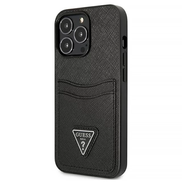 Чохол Guess Saffiano Triangle Logo Cardslot для iPhone 13 Pro Max Black (GUHCP13XPSATPK)