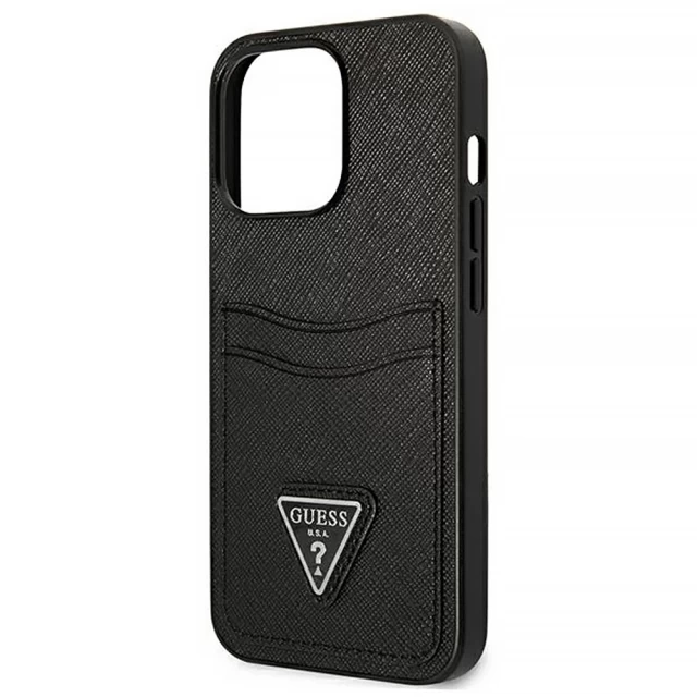 Чохол Guess Saffiano Triangle Logo Cardslot для iPhone 13 Pro Max Black (GUHCP13XPSATPK)