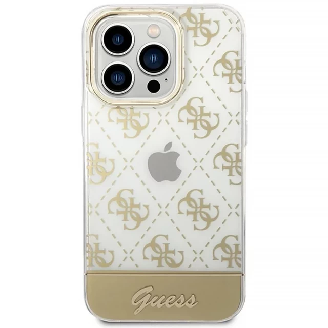 Чехол Guess 4G Pattern Script для iPhone 14 Pro Gold (GUHCP14LHG4MHG)