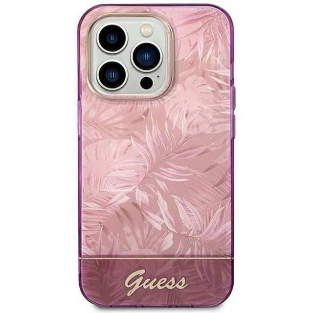 Чохол Guess Jungle Collection для iPhone 14 Pro Pink (GUHCP14LHGJGHP)