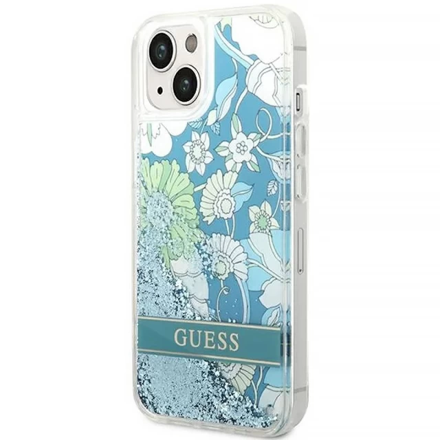 Чохол Guess Flower Liquid Glitter для iPhone 14 Green (GUHCP14SLFLSN)