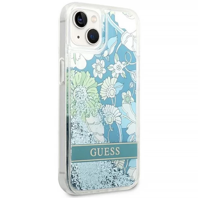 Чехол Guess Flower Liquid Glitter для iPhone 14 Green (GUHCP14SLFLSN)