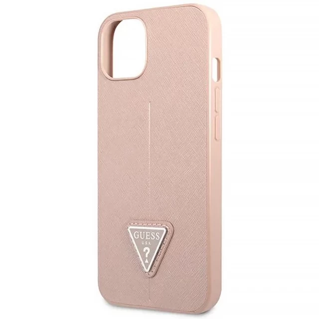 Чохол Guess Saffiano Triangle Logo для iPhone 14 Pink (GUHCP14SPSATLP)