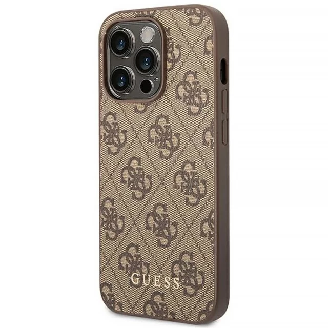 Чохол Guess 4G Metal Gold Logo для iPhone 14 Pro Max Brown (GUHCP14XG4GFBR)