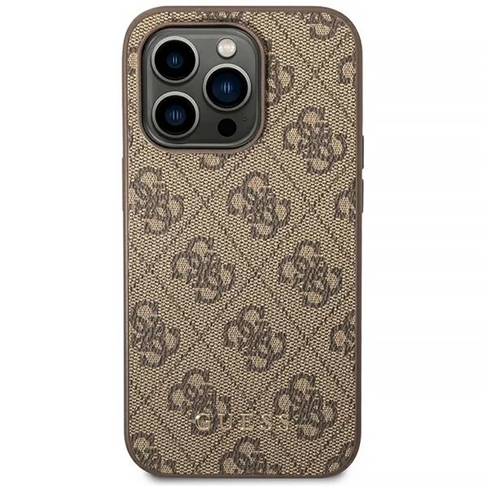 Чехол Guess 4G Metal Gold Logo для iPhone 14 Pro Max Brown (GUHCP14XG4GFBR)  - купить по цене 1819 ₴ в Киеве / Украине. Оригинальный товар с гарантией  качества.