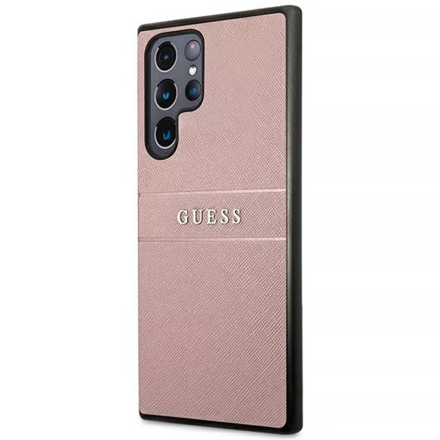 Чехол Guess Saffiano Stripe для Samsung Galaxy S22 Ultra S908 Pink (GUHCS22LPSASBPI)