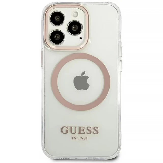 Чехол Guess Metal Outline для iPhone 13 Pro Gold with MagSafe (GUHMP13LHTRMD)