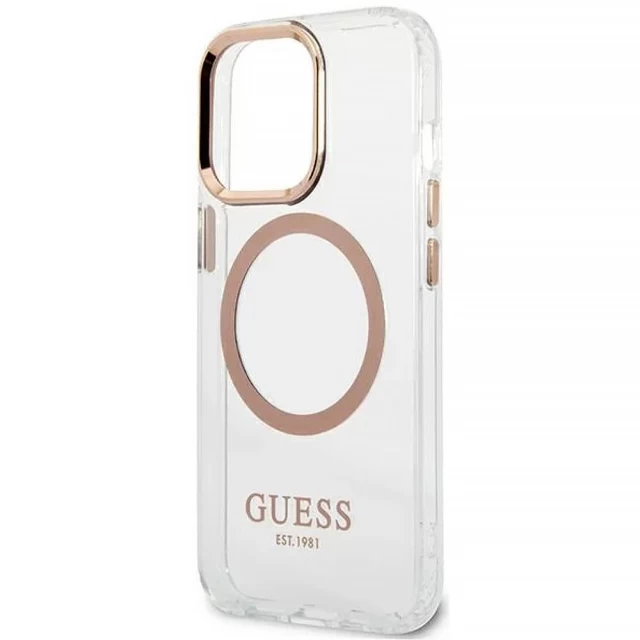 Чехол Guess Metal Outline для iPhone 13 Pro Gold with MagSafe (GUHMP13LHTRMD)