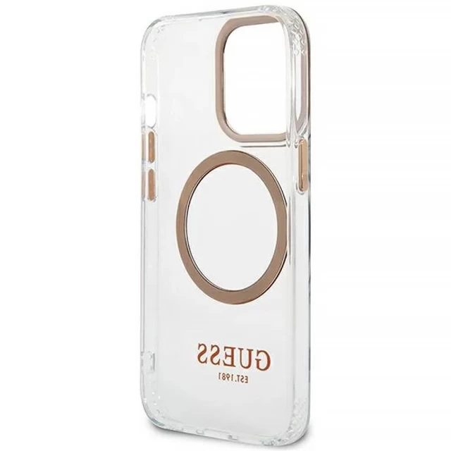 Чохол Guess Metal Outline для iPhone 13 Pro Gold with MagSafe (GUHMP13LHTRMD)