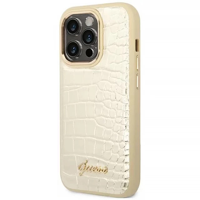 Чехол Guess Croco Collection для iPhone 14 Pro Gold (GUHCP14LHGCRHD)