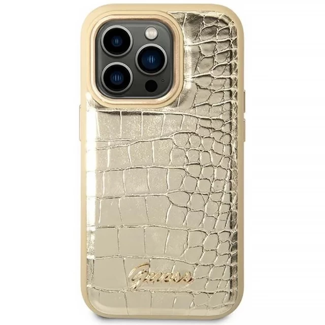 Чохол Guess Croco Collection для iPhone 14 Pro Gold (GUHCP14LHGCRHD)