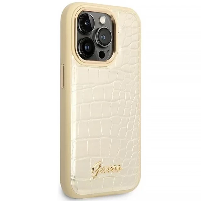 Чехол Guess Croco Collection для iPhone 14 Pro Gold (GUHCP14LHGCRHD)