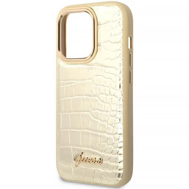 Чехол Guess Croco Collection для iPhone 14 Pro Gold (GUHCP14LHGCRHD)