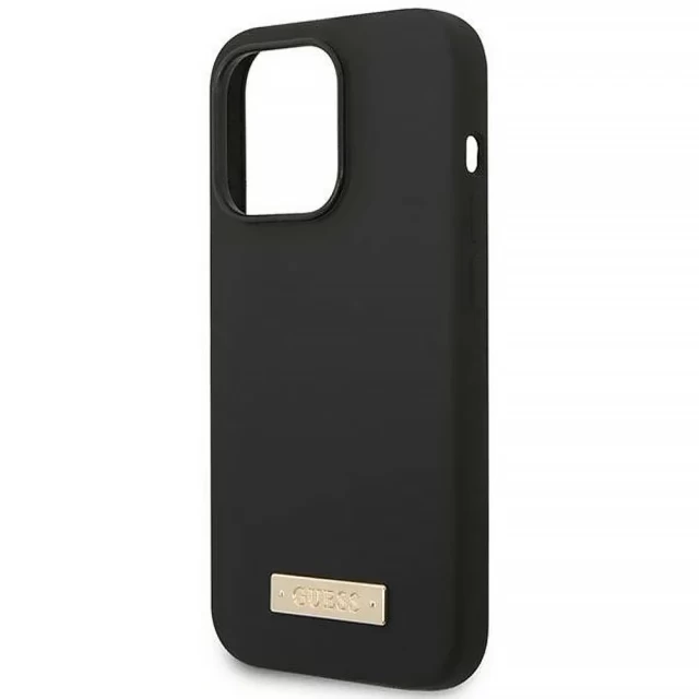 Чехол Guess Silicone Logo Plate для iPhone 14 Pro Max Black with MagSafe (GUHMP14XSBPLK)