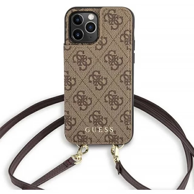 Чехол-бумажник Guess 4G Crossbody Cardslot для iPhone 12 | 12 Pro Brown (GUHCP12MCB4GB)