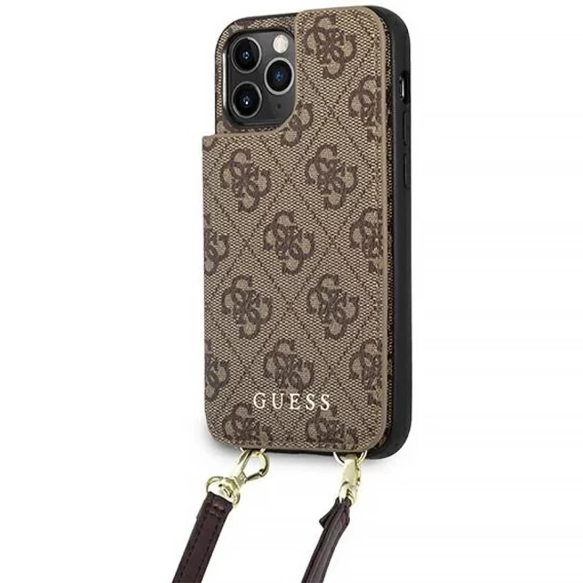 Чехол-бумажник Guess 4G Crossbody Cardslot для iPhone 12 | 12 Pro Brown (GUHCP12MCB4GB)