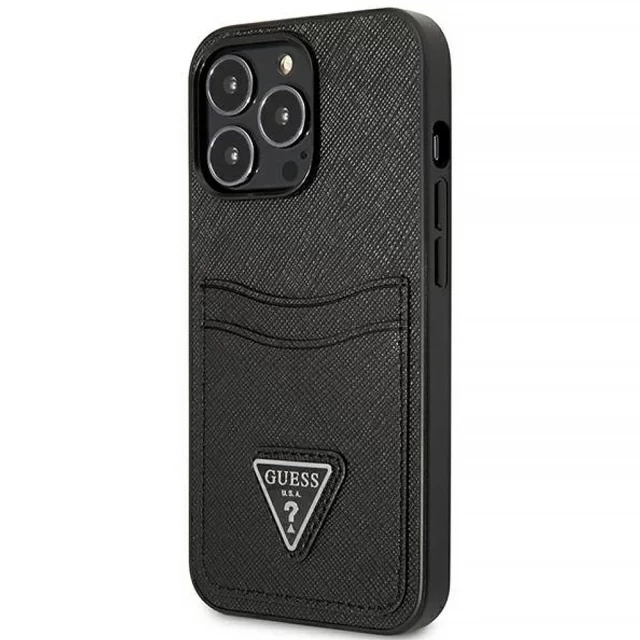 Чехол Guess Saffiano Triangle Logo Cardslot для iPhone 13 Pro Black (GUHCP13LPSATPK)