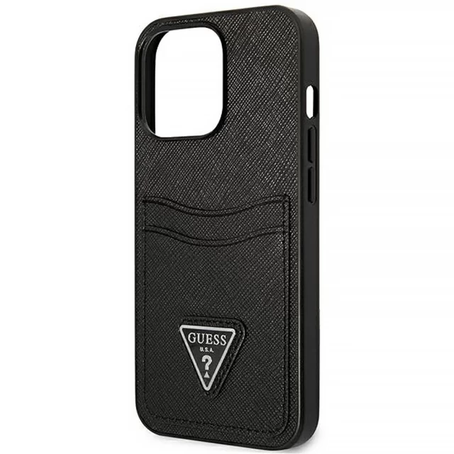 Чехол Guess Saffiano Triangle Logo Cardslot для iPhone 13 Pro Black (GUHCP13LPSATPK)