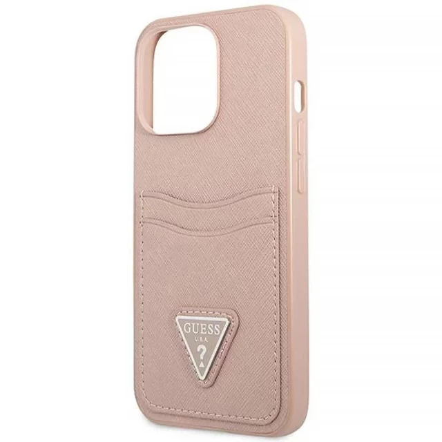 Чехол Guess Saffiano Triangle Logo Cardslot для iPhone 13 Pro Pink (GUHCP13LPSATPP)