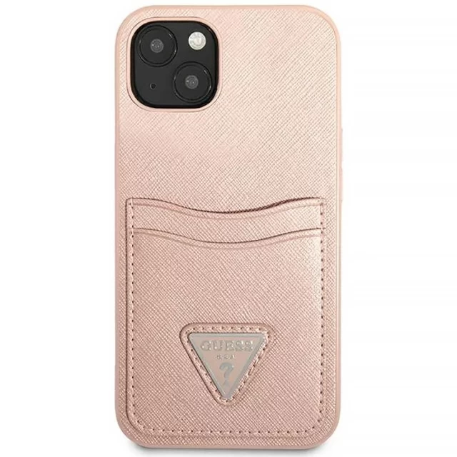 Чохол Guess Saffiano Triangle Logo Cardslot для iPhone 13 Pink (GUHCP13MPSATPP)